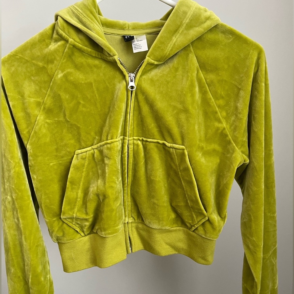 H&M Lime Velour Zip-Up Jacket